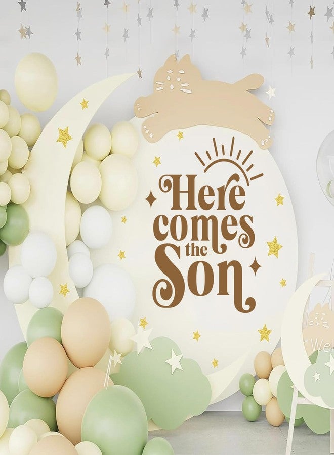 Dvehdbay Here Comes The Son Baby Shower Party Decal Sign - Here Comes The Son Baby Shower Decor, Baby Shower Sign, Baby Shower Wall Decals (Brown) - Image 3